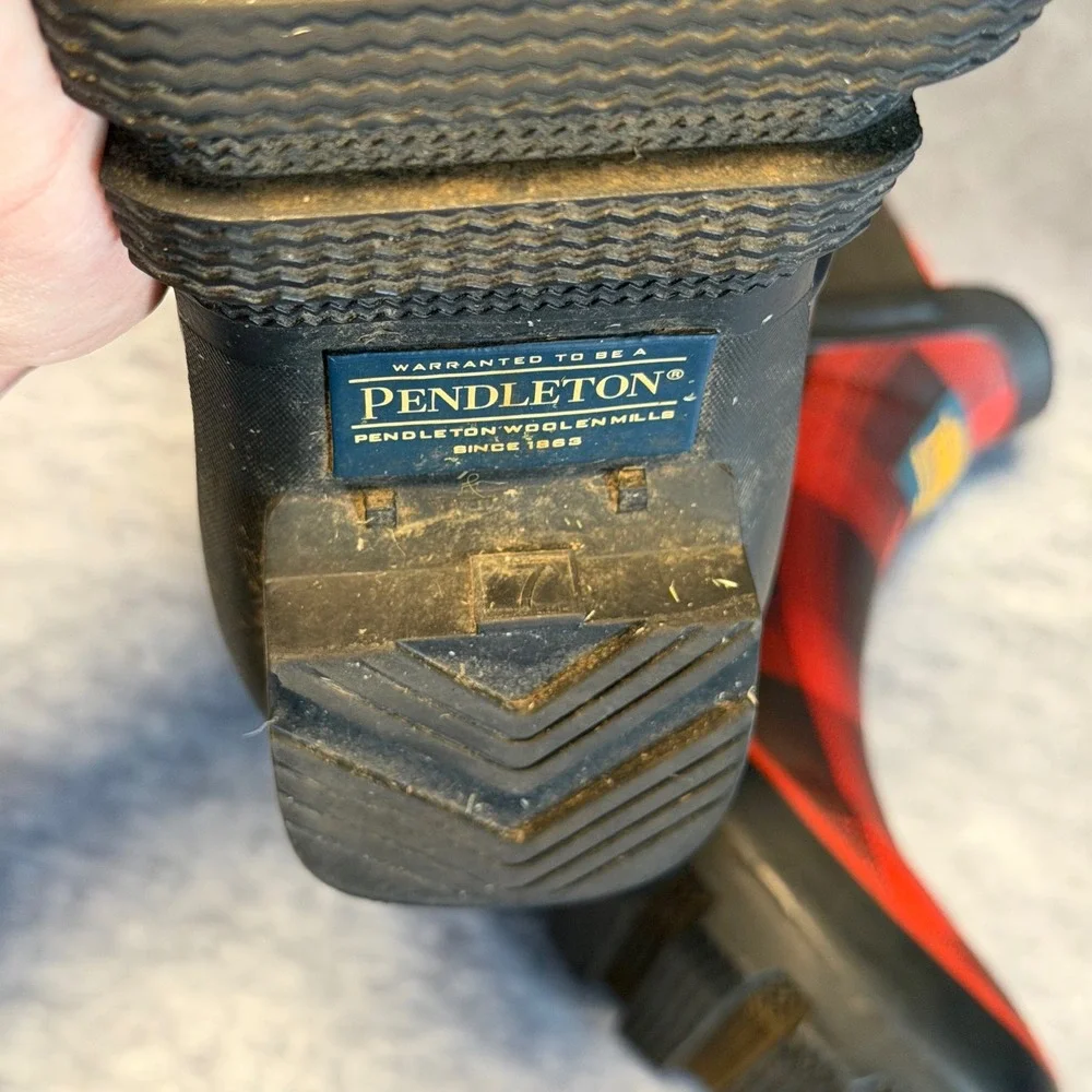 Pendleton Womens Red Buffalo‎ Plaid Chelsea Rain Boots Rubber Size 7 Waterproof